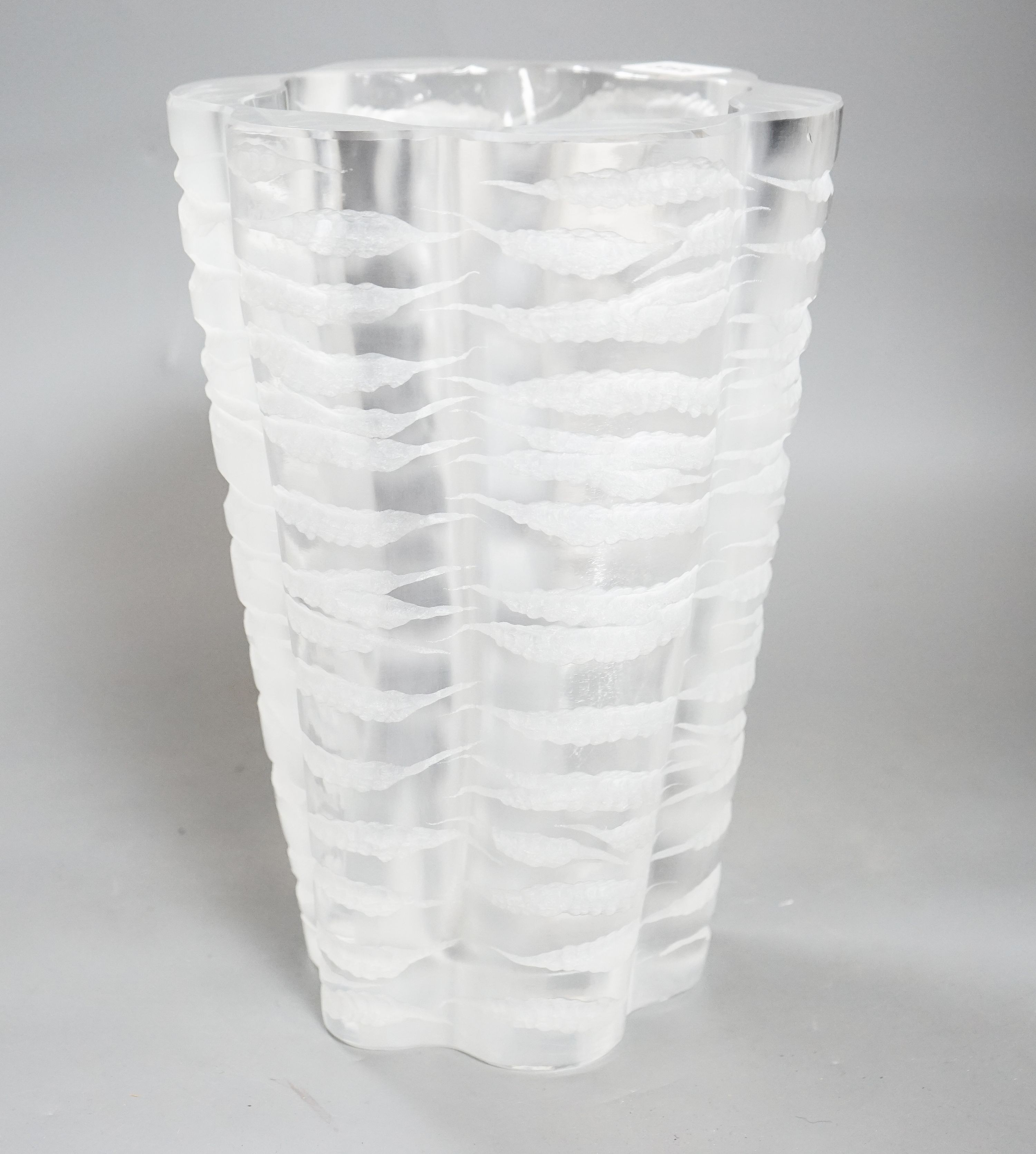 A large Lalique Senlis pattern frosted glass vase, 1950’s/60s, 30cm